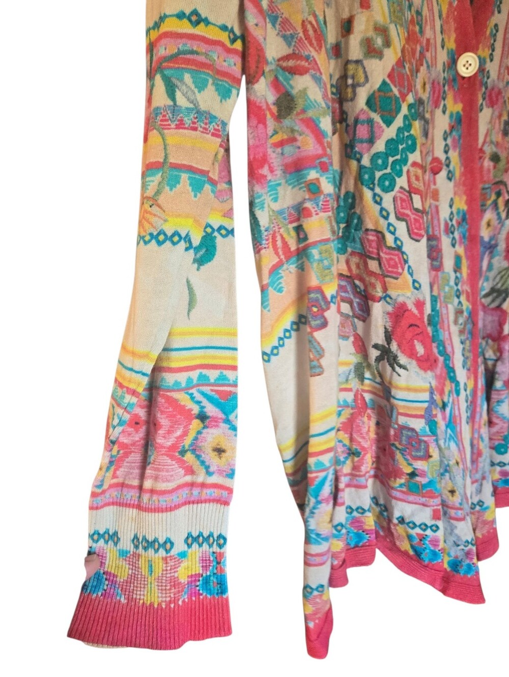 Johnny Was, Floral Multicolor V-Neck Button Cardigan for Women - Picture 2 of 8